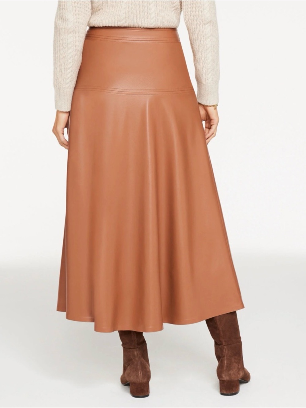 Talbots Faux Leather Maxi Skirt in Camel Brown